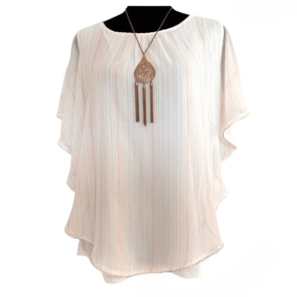 NAÏF ~ Flowy Off-White Fully Lined w/Gold Threads and Intriguing Silver Edge - Picture 1 of 7